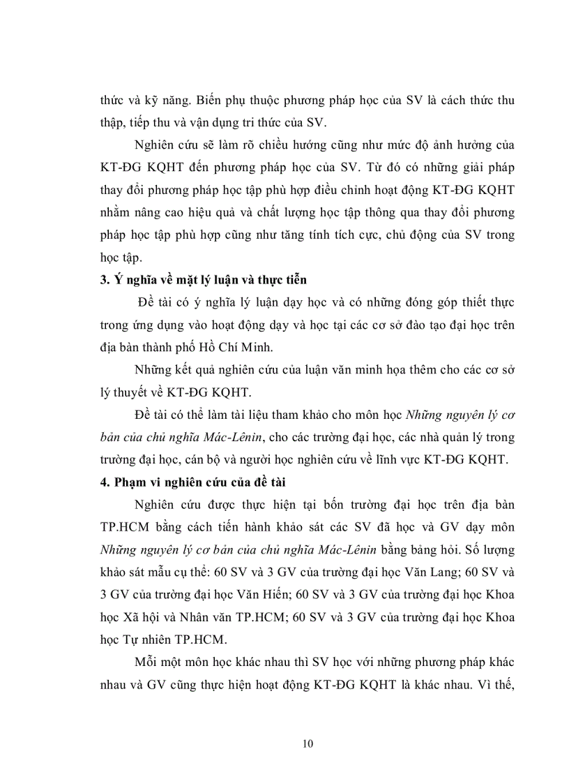 image for page Ảnh hưởng của kiểm tra đánh giá kết quả học tập đến phương pháp học của sinh viên ở một số trường đại học trên địa bàn TP HCM