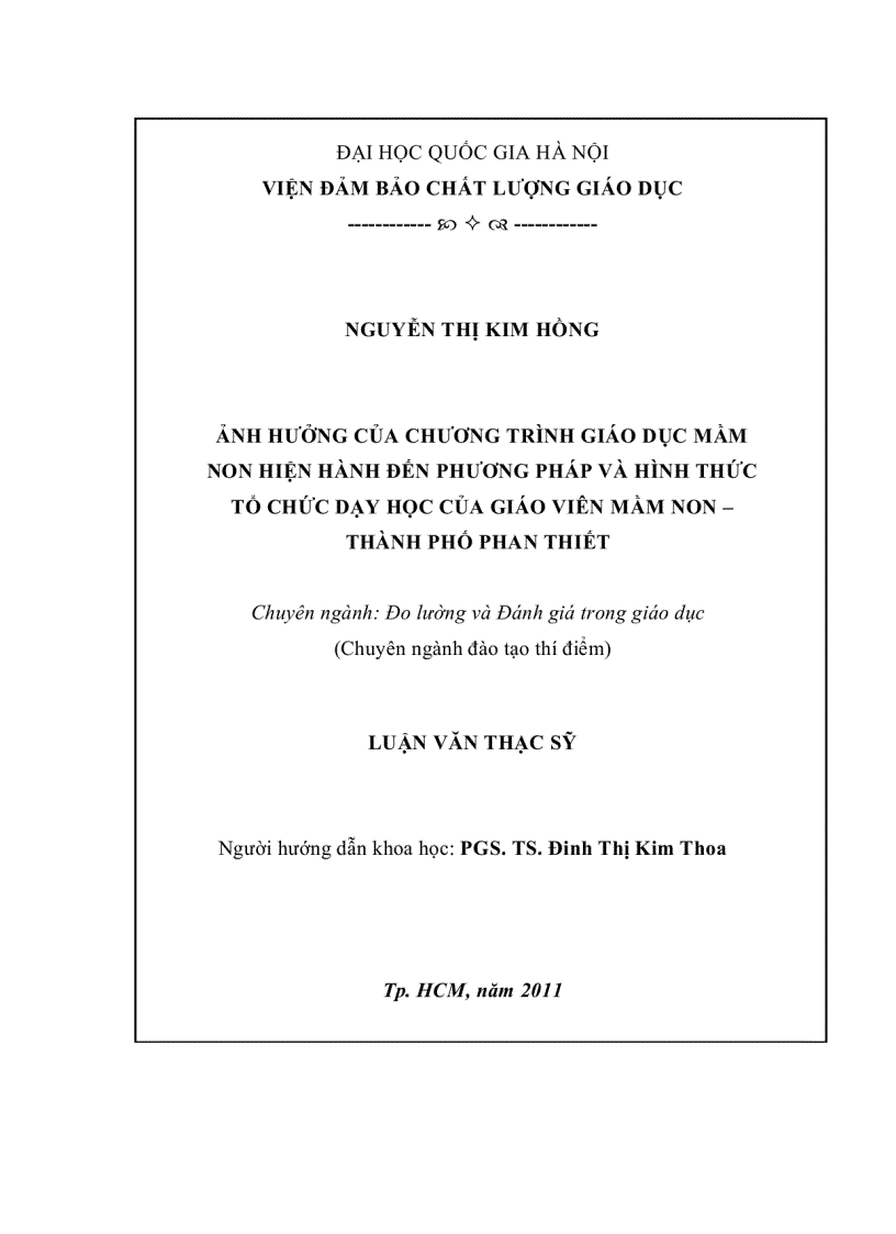 image for page Ảnh hưởng của Chương trình giáo dục Mầm non hiện hành đến phương pháp và hình thức tổ chức dạy học của giáo viên mầm non Thành phố Phan Thiết