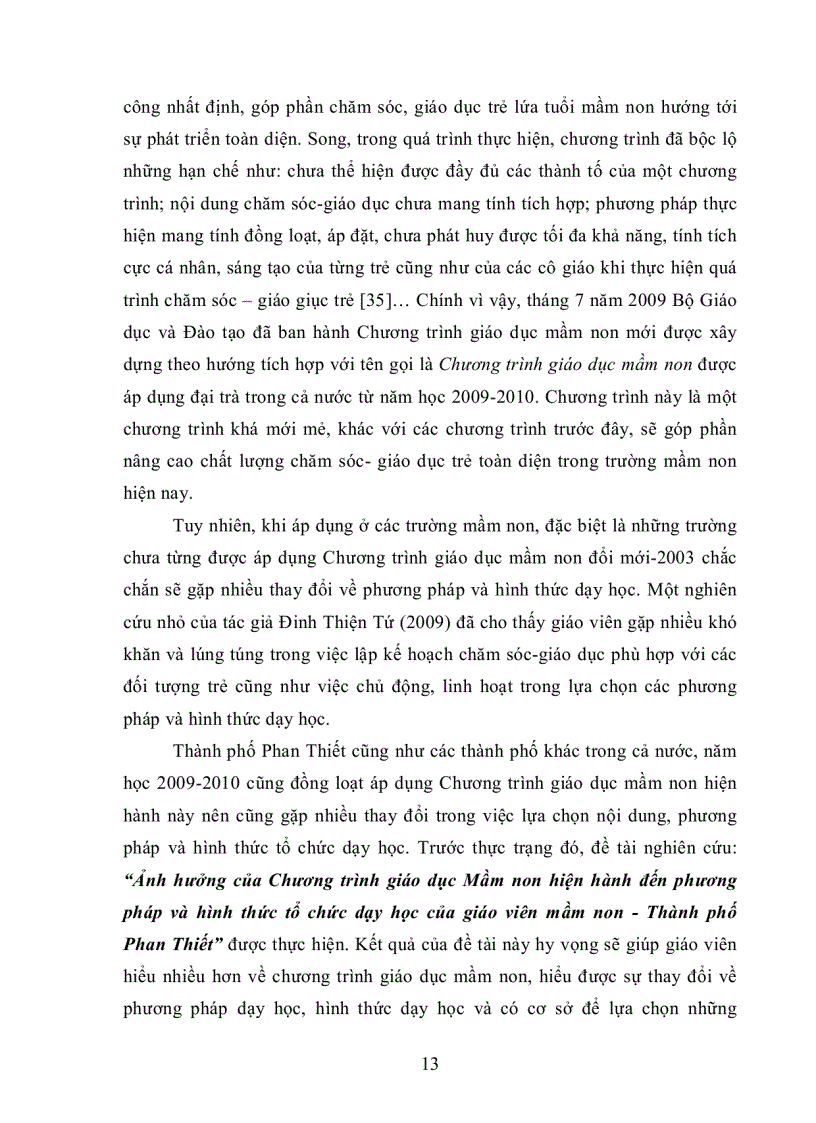 image for page Ảnh hưởng của Chương trình giáo dục Mầm non hiện hành đến phương pháp và hình thức tổ chức dạy học của giáo viên mầm non Thành phố Phan Thiết