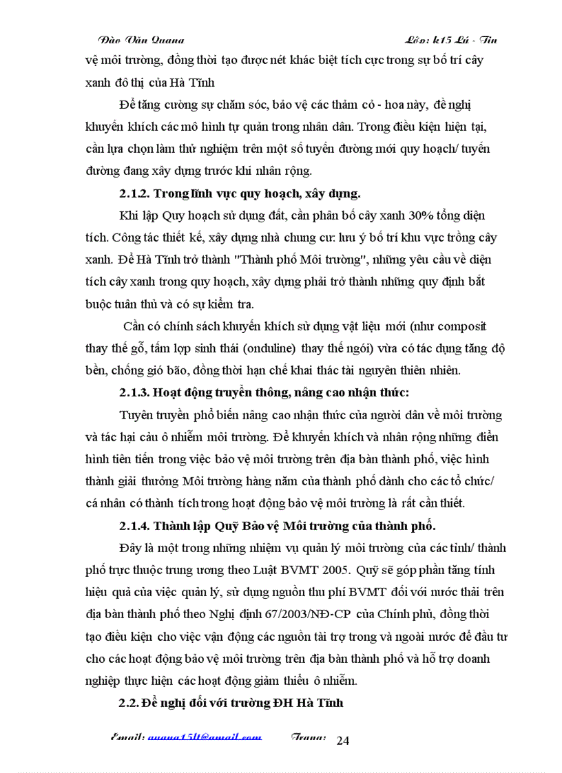 image for page Nghiên cứu thực trạng ô nhiễm môi trường ở thành phố Hà Tĩnh và một số giải pháp khắc phục