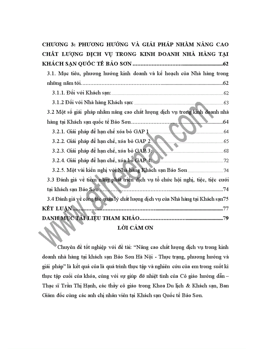 Nâng cao chất lượng dịch vụ trong kinh doanh nhà hàng tại khách sạn Bảo Sơn Hà Nội Thực trạng phương hướng và giải pháp