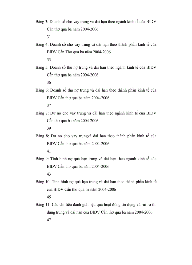image for page Phân tích hiệu quả hoạt động tín dụng trung và dài hạn tại chi nhánh ngân hàng đầu tư và phát triển cần thơ