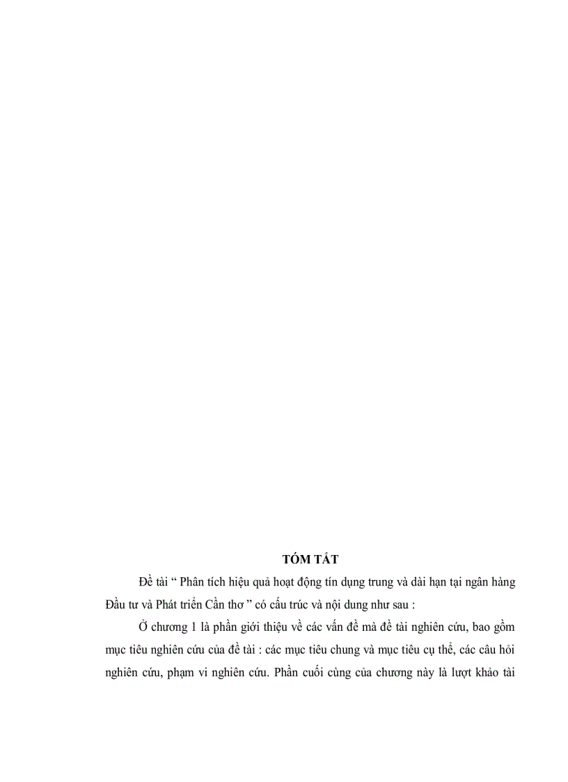 image for page Phân tích hiệu quả hoạt động tín dụng trung và dài hạn tại chi nhánh ngân hàng đầu tư và phát triển cần thơ