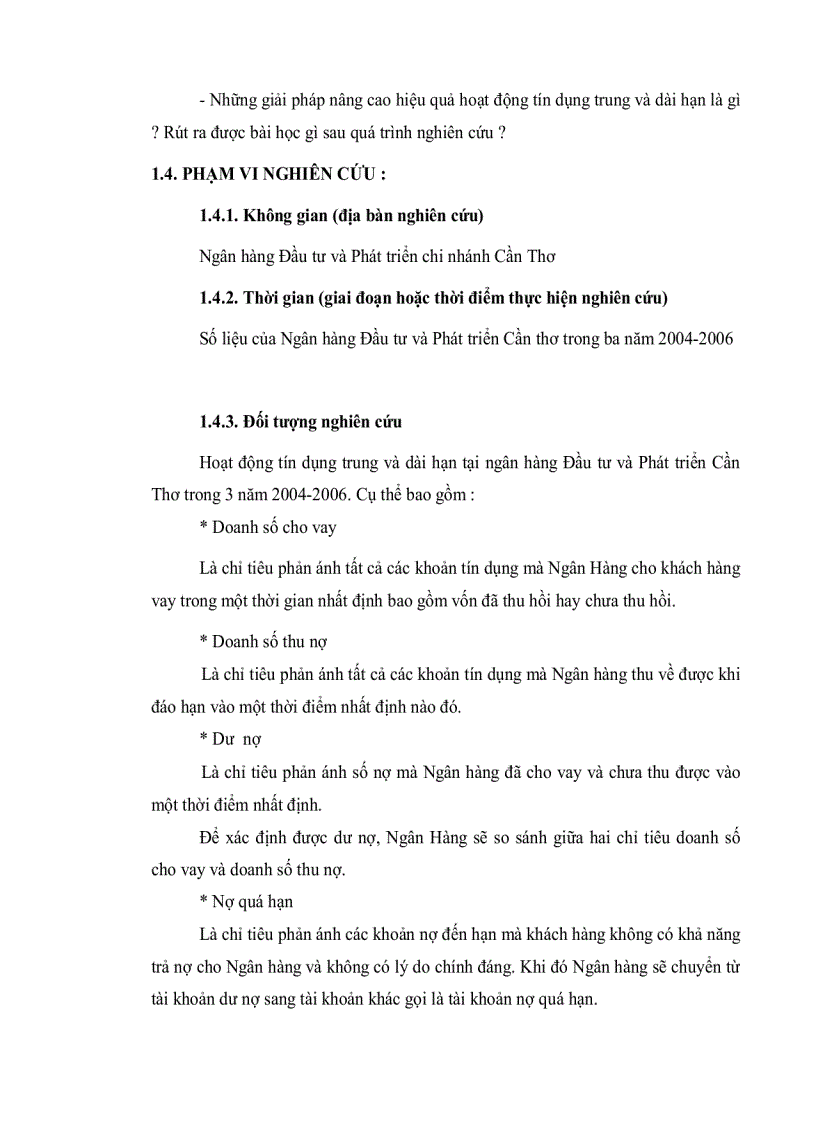 image for page Phân tích hiệu quả hoạt động tín dụng trung và dài hạn tại chi nhánh ngân hàng đầu tư và phát triển cần thơ
