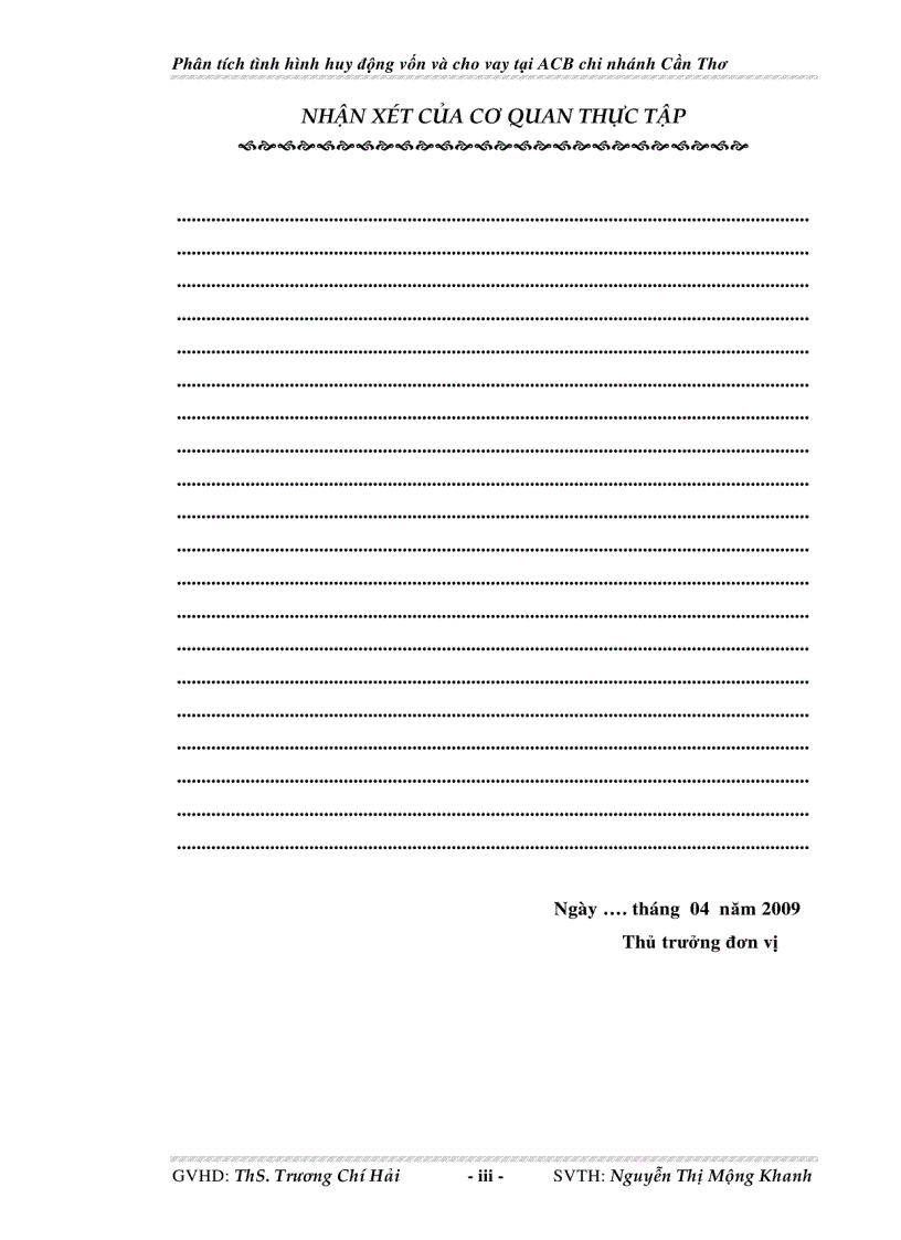 image for page Phân tích tình hình huy động vốn và cho vay tại Ngân hàng thương mại cổ phần Á Châu chi nhánh Cần Thơ