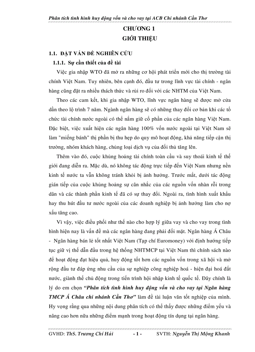 image for page Phân tích tình hình huy động vốn và cho vay tại Ngân hàng thương mại cổ phần Á Châu chi nhánh Cần Thơ