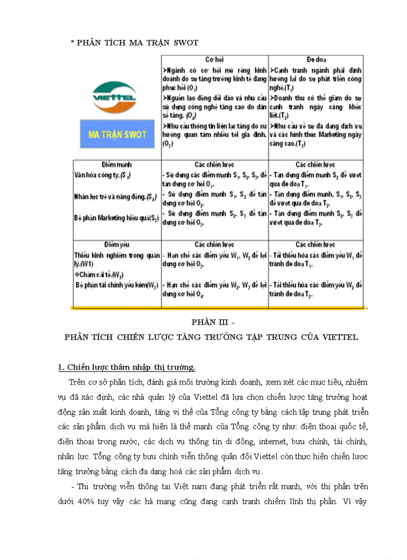 image for page Phân tích chiến lược tăng trưởng tập trung tại công ty viễn thông quân đội Viettel