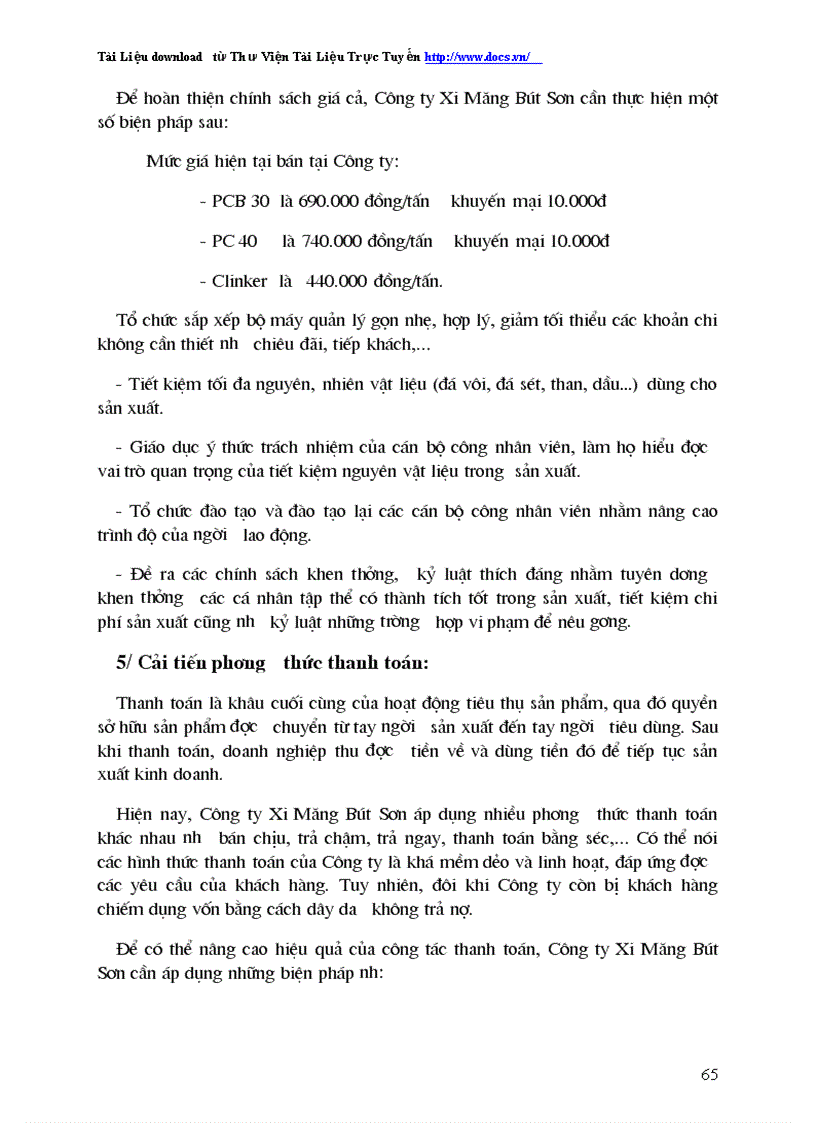 image for page Một số biện pháp nhằm đẩy mạnh hoạt động tiêu thụ sản phẩm ở Công ty Xi Măng Bút Sơn