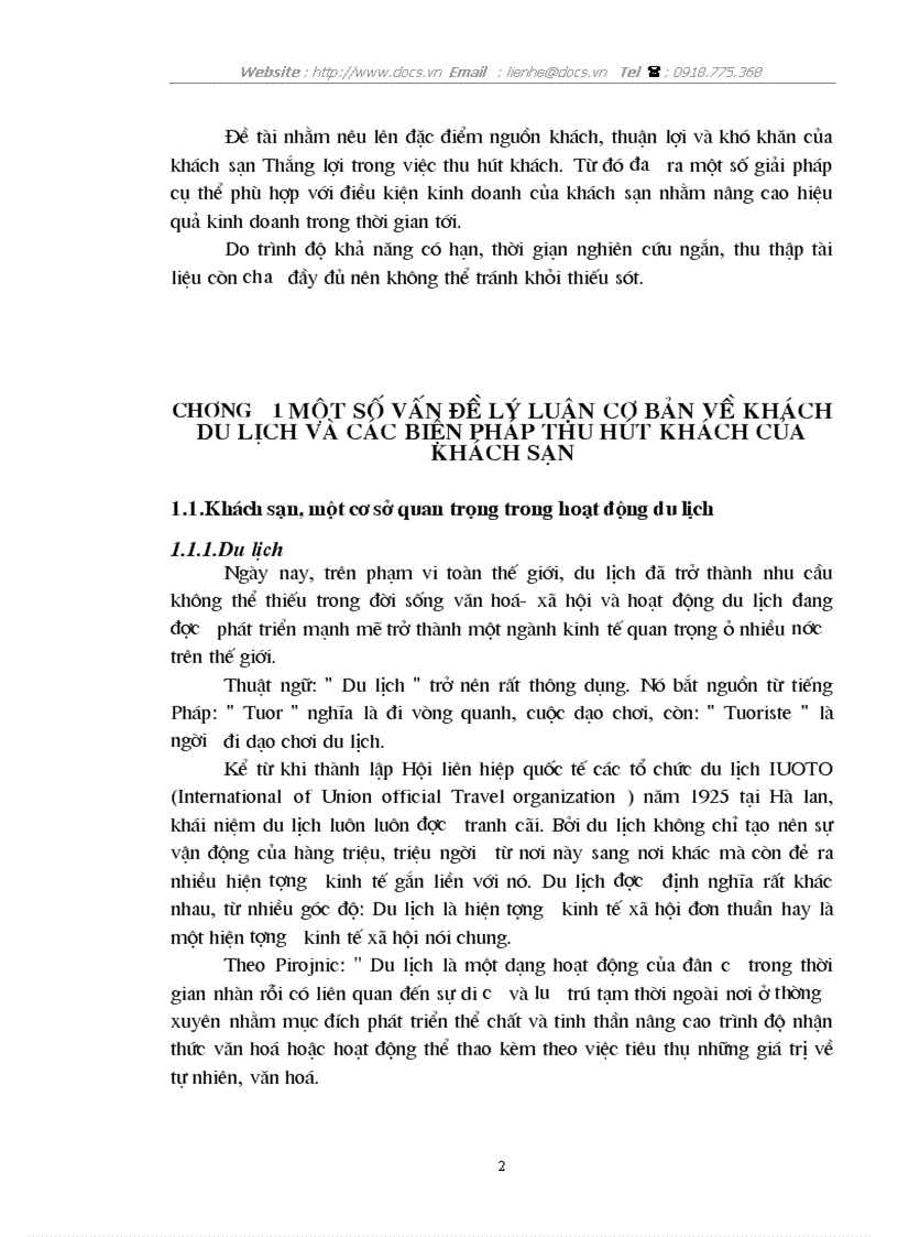 image for page Đặc điểm nguồn khách và các biện pháp tăng cường khả năng thu hút khách của khách sạn Thắng lợi