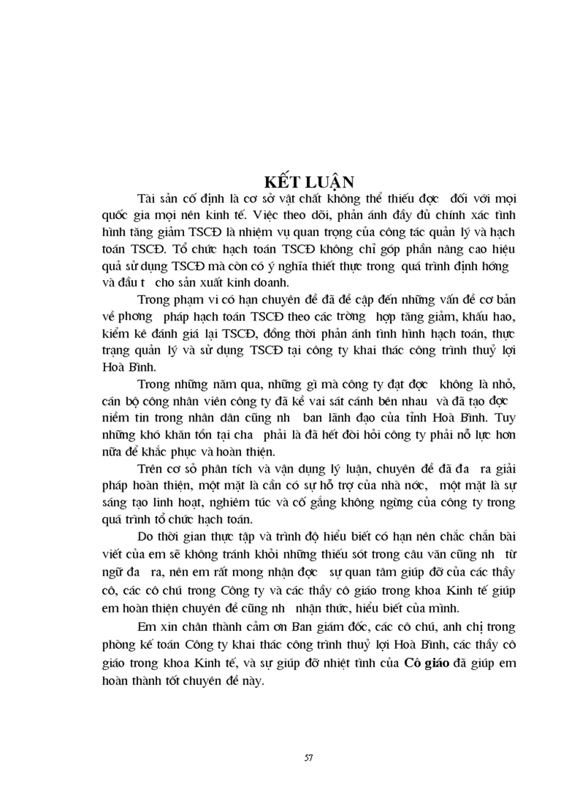 image for page Tổ chức hạch toán kế toán TSCĐ tại Công Ty Khai Thác Công Trình Thuỷ Lợi Hoà Bình