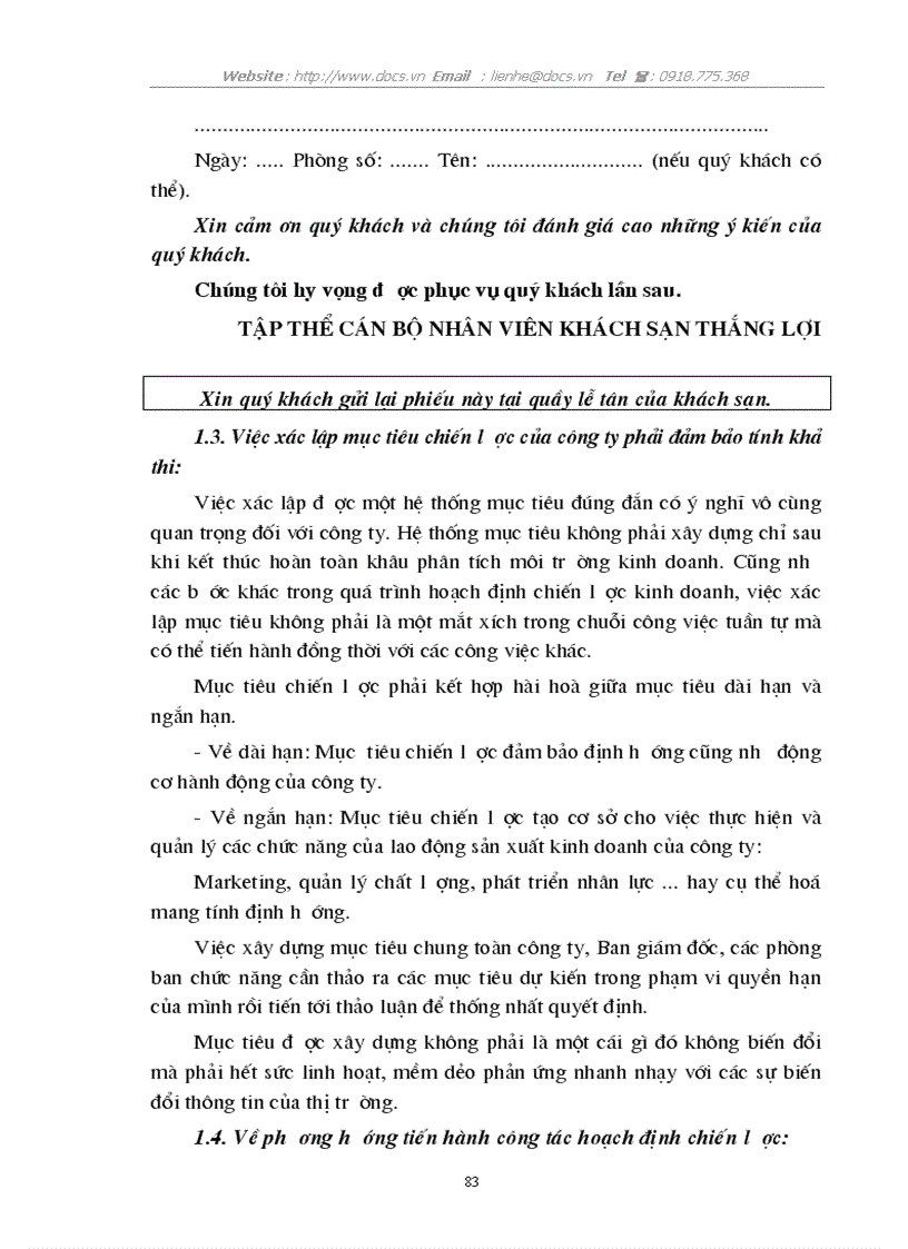 image for page 1số ý kiến đề xuất nhằm hoàn thiện công tác hoạch định chiến lược kinh doanh ở C ty khách sạn du lịch Thắng Lợi