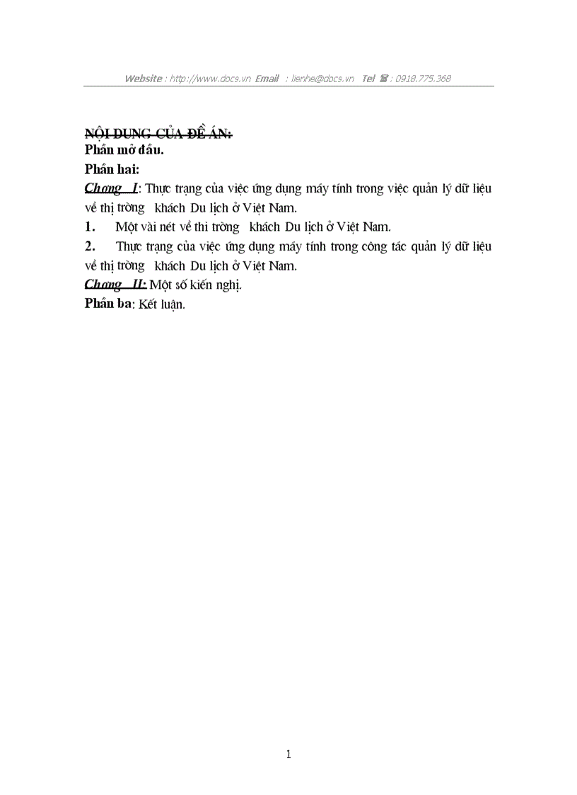 image for page Sử dụng máy tính trong việc quản lý dữ liệu về thị trường khách Du lịch ở VN