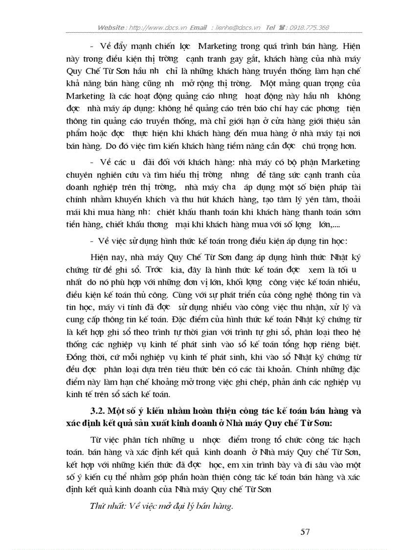 image for page Tổ chức kế toán bán hàng và xác định kết quả hoạt động sản xuất kinh doanh ở Nhà máy quy chế Từ Sơn