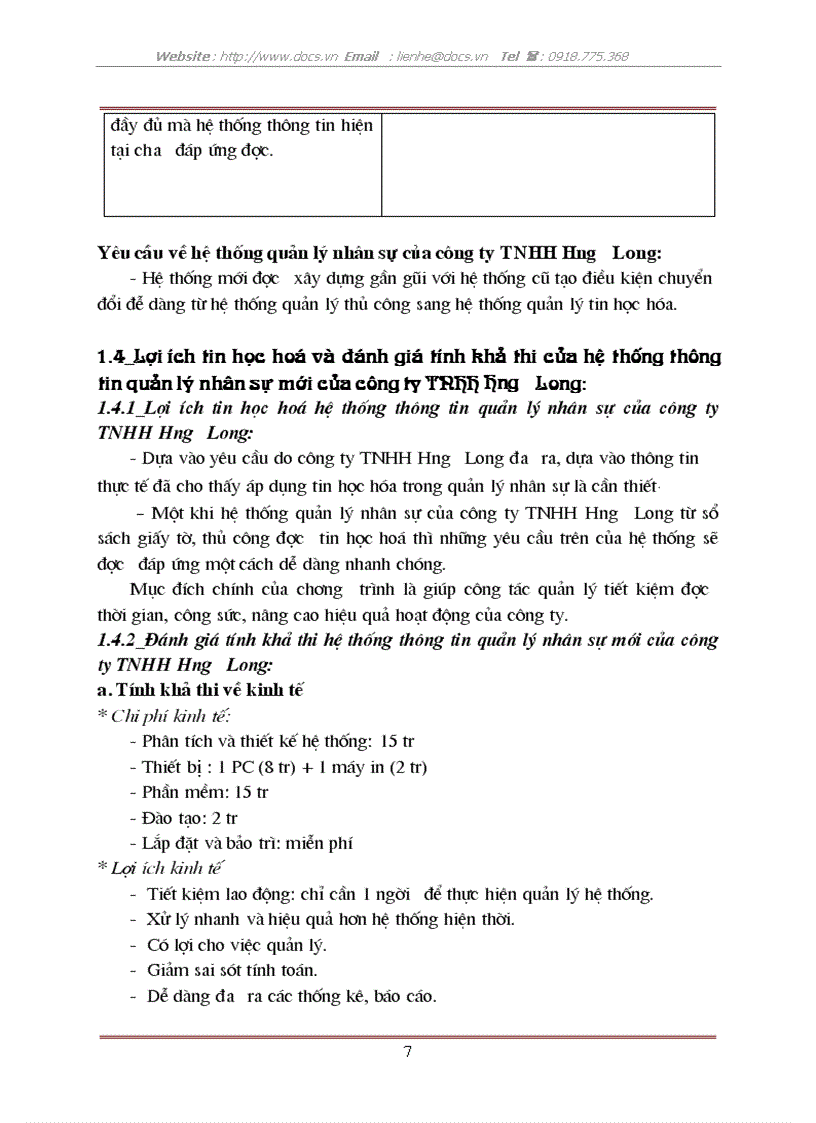 image for page Phân tích thiết kế hệ thống thông tin quản lý nhân sự tại C ty TNHH Hưng Long