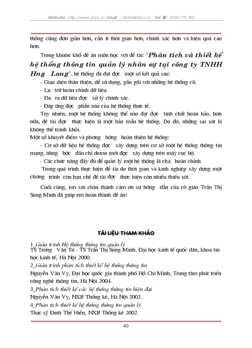 image for page Phân tích thiết kế hệ thống thông tin quản lý nhân sự tại C ty TNHH Hưng Long