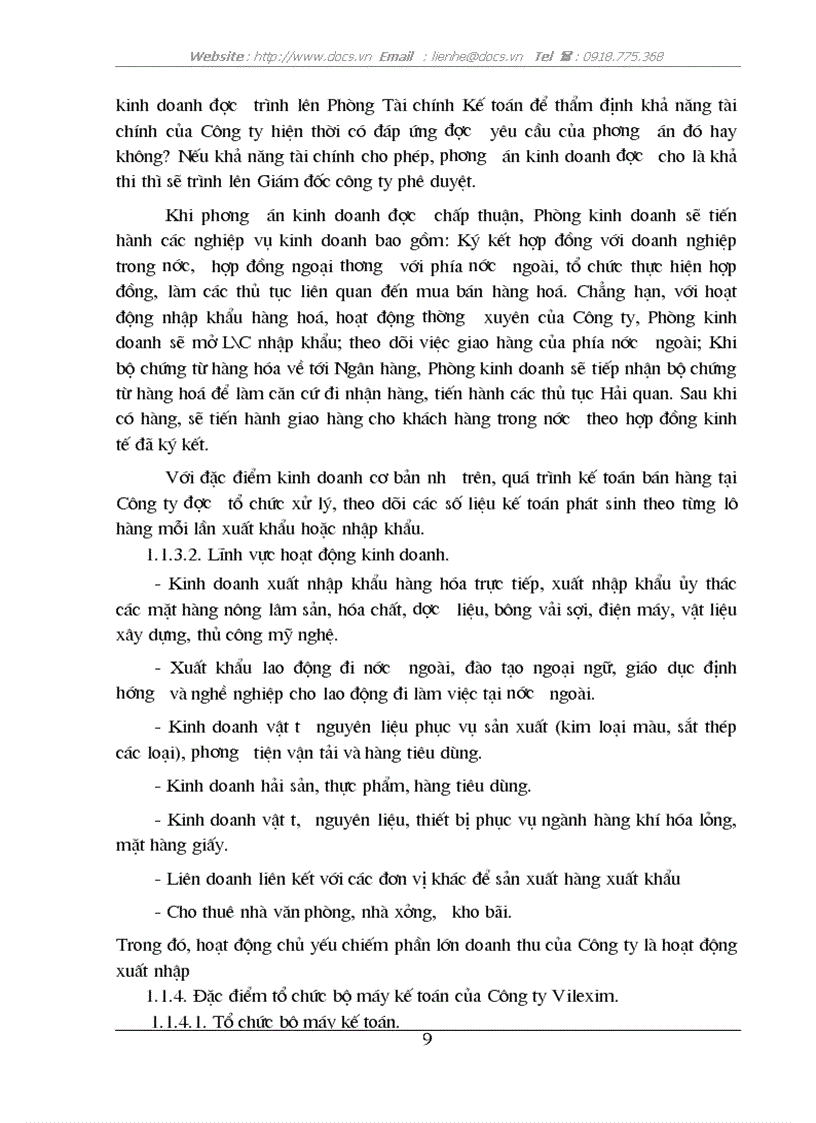 image for page Kế toán tiêu thụ và xác định kết quả tiêu thụ hàng hoá tại Công ty Cổ phần XNK và Hợp tác đầu tư Vilexim