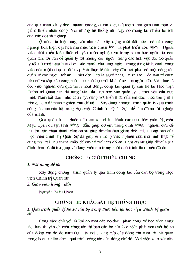 image for page Xây dựng chương trình quản lý quá trình công tác của cán bộ trong Học viện Chính trị Quân sự