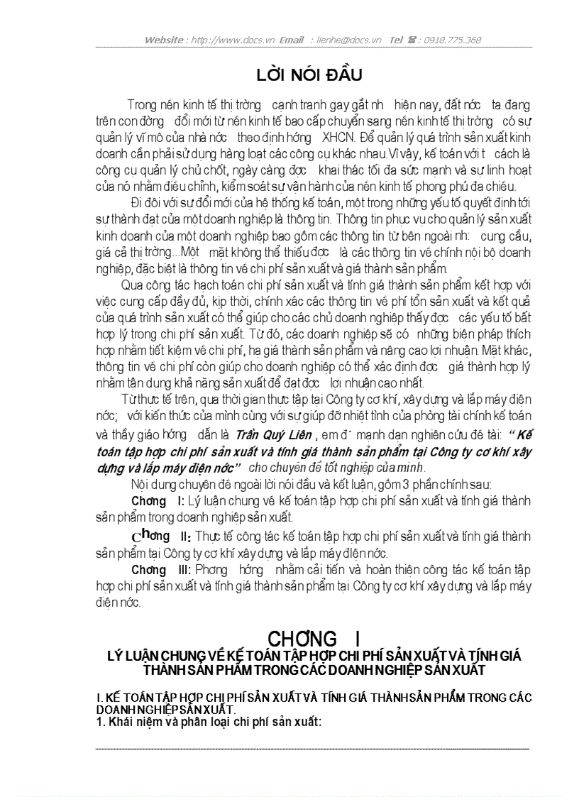 image for page Kế toán tập hợp chi phí sản xuất và tính giá thành sản phẩm tại Công ty cơ khí xây dựng và lắp máy điện nước