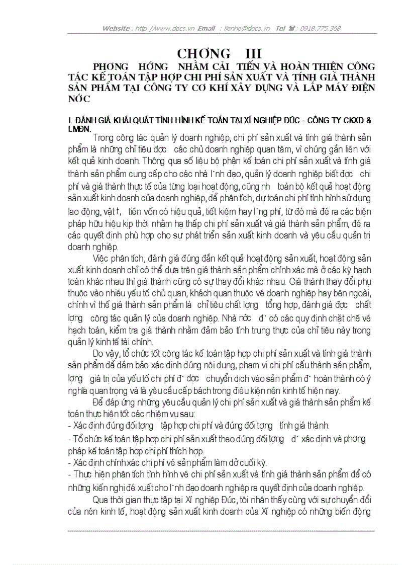 image for page Kế toán tập hợp chi phí sản xuất và tính giá thành sản phẩm tại Công ty cơ khí xây dựng và lắp máy điện nước