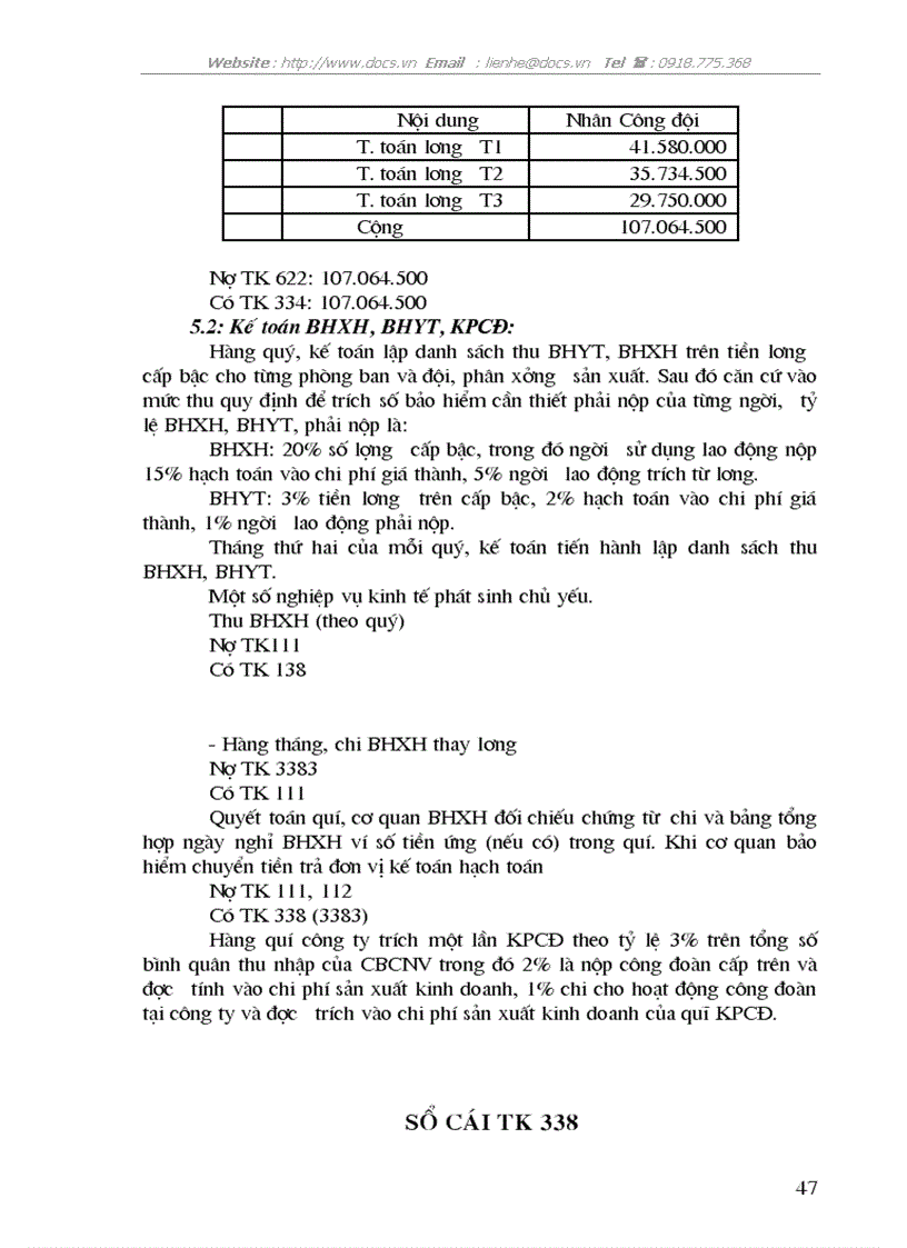 image for page Kế toán tiền lương các khoản trích theo lương lại C ty xi măng Sài Sơn