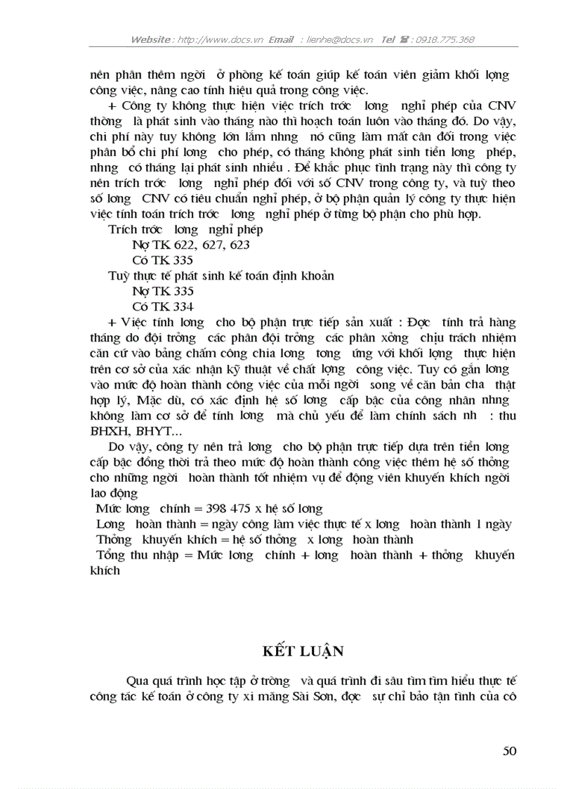 image for page Kế toán tiền lương các khoản trích theo lương lại C ty xi măng Sài Sơn