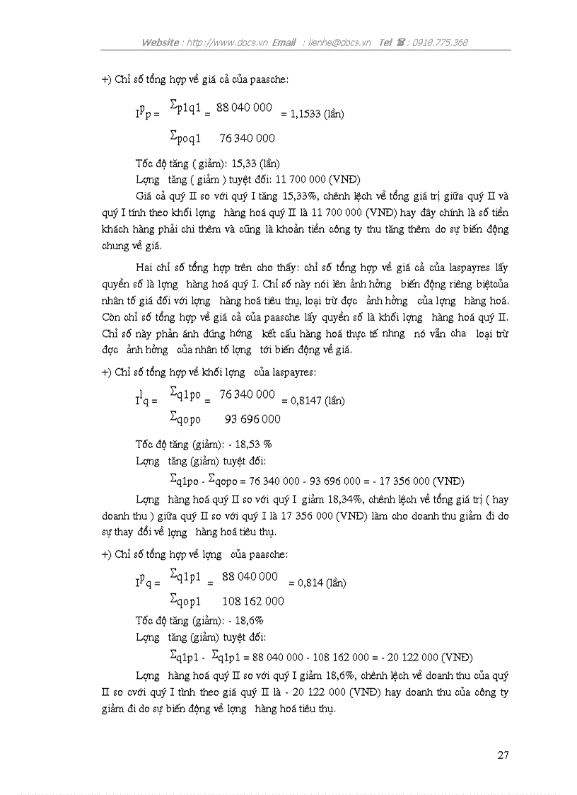 image for page Vận dụng phương pháp chỉ số để phân tích doanh thu của công ty trách nhiệm hữu hạn Việt Phương