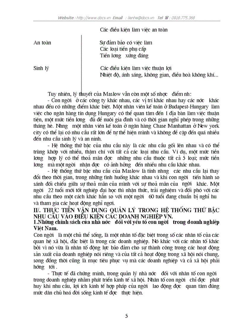 image for page Phân tích tháp nhu cầu của người lao động do Abraham Maslow đưa ra và những giải pháp chủ yếu thoả mãn các nhu cầu trong điều kiện các doanh nghiệp Vi