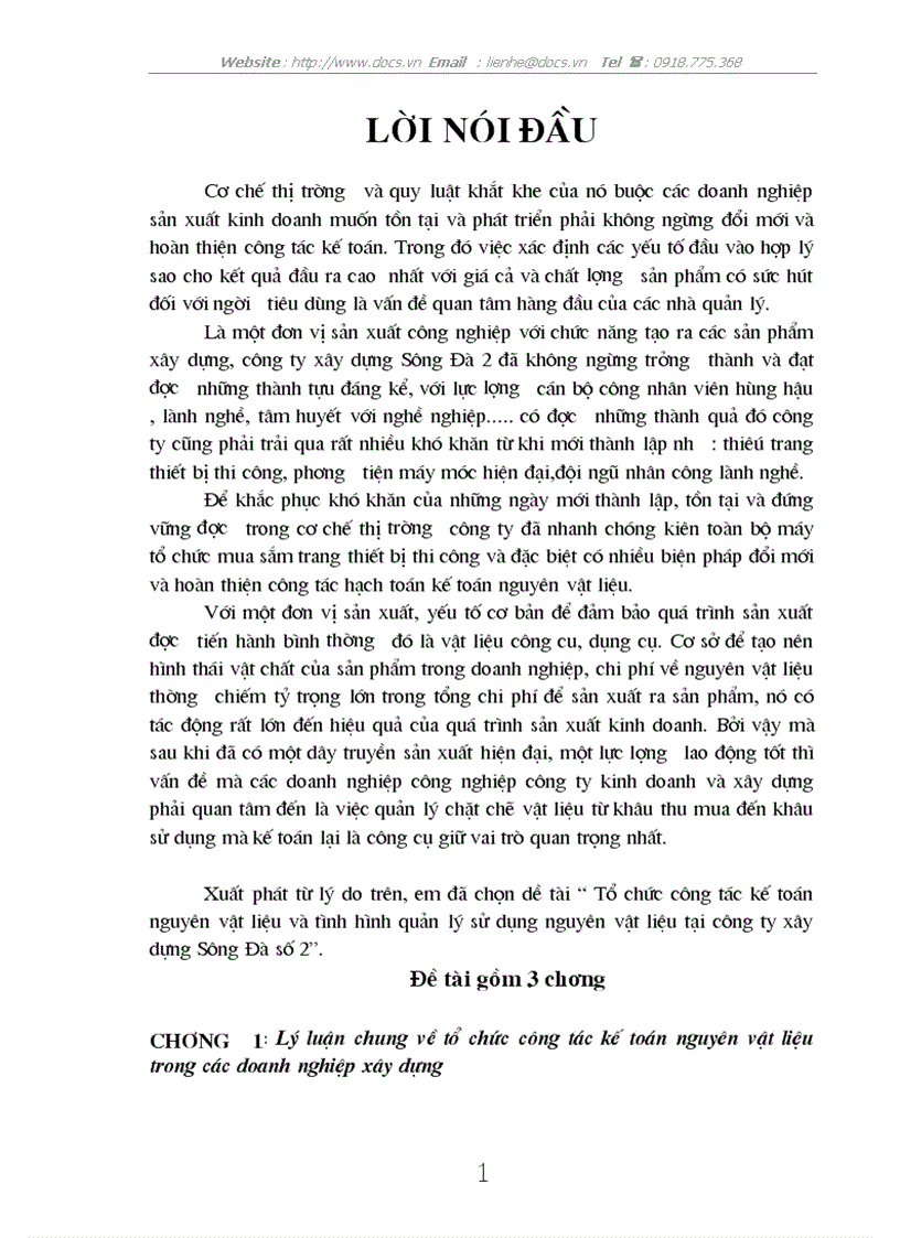 image for page Tổ chức công tác kế toán nguyên vật liệu và tình hình quản lý sử dụng nguyên vật liệu tại công ty xây dựng Sông Đà số 2