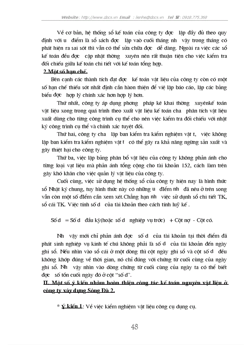 image for page Tổ chức công tác kế toán nguyên vật liệu và tình hình quản lý sử dụng nguyên vật liệu tại công ty xây dựng Sông Đà số 2