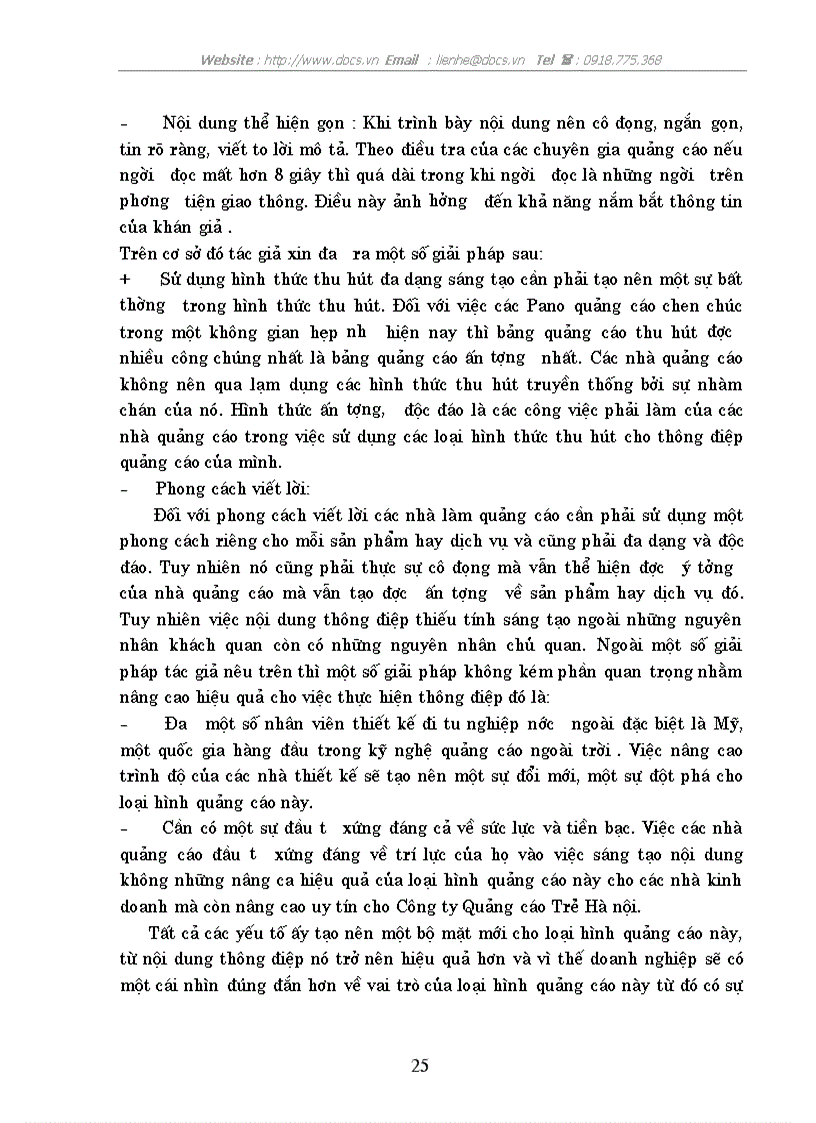 image for page Một số giải pháp nhằm hoàn thiện công nghệ thiết kế và lắp đặt Pano Quảng cáo ngoài trời ở công ty Quảng cáo Trẻ Hà Nội