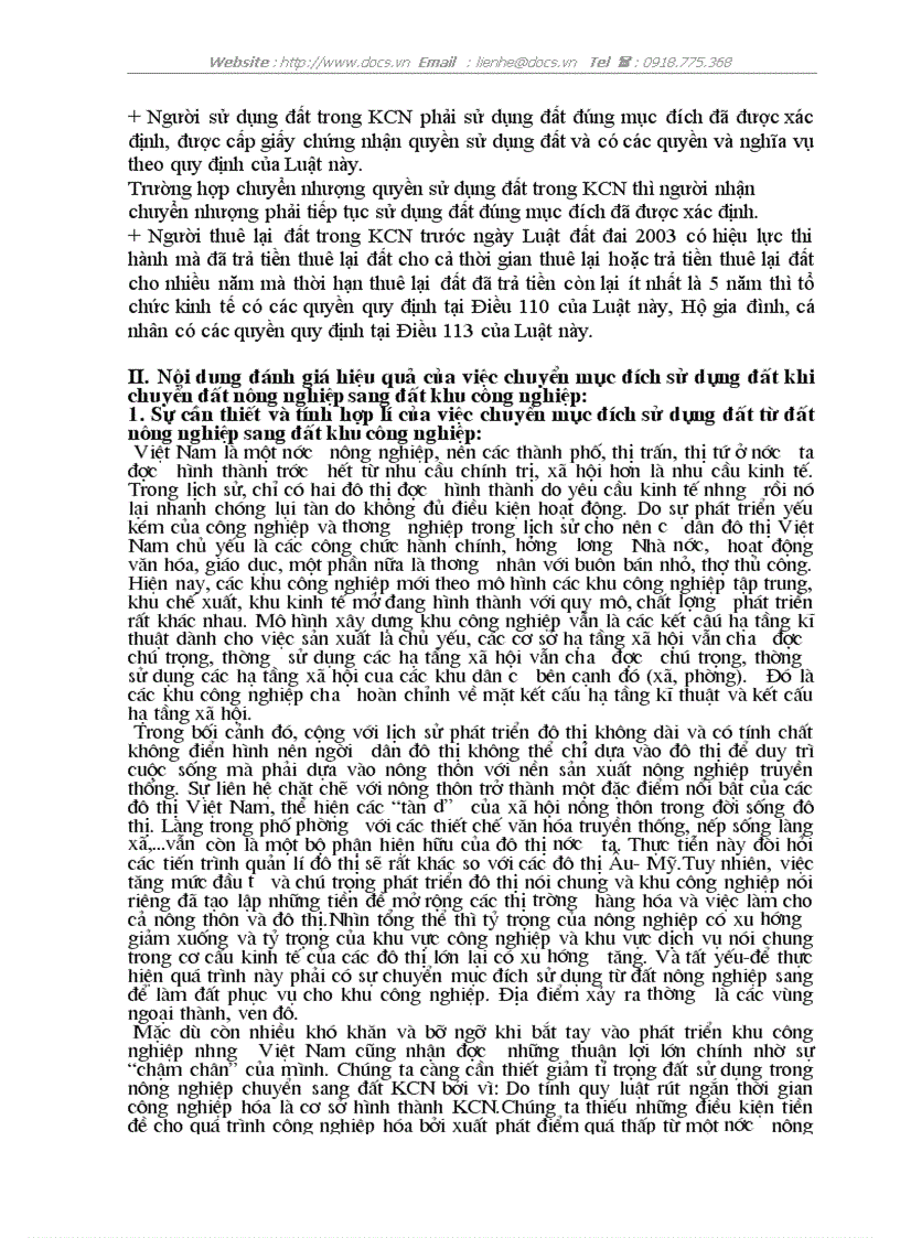 image for page Đánh giá hiệu quả của việc chuyển mục đích sử dụng đất khi chuyển đất nông nghiệp sang đất khu công nghiệp