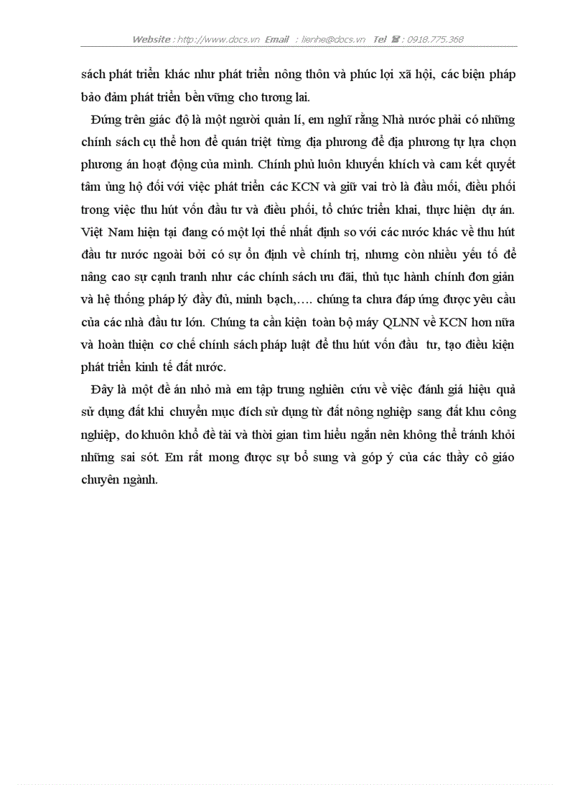 image for page Đánh giá hiệu quả của việc chuyển mục đích sử dụng đất khi chuyển đất nông nghiệp sang đất khu công nghiệp