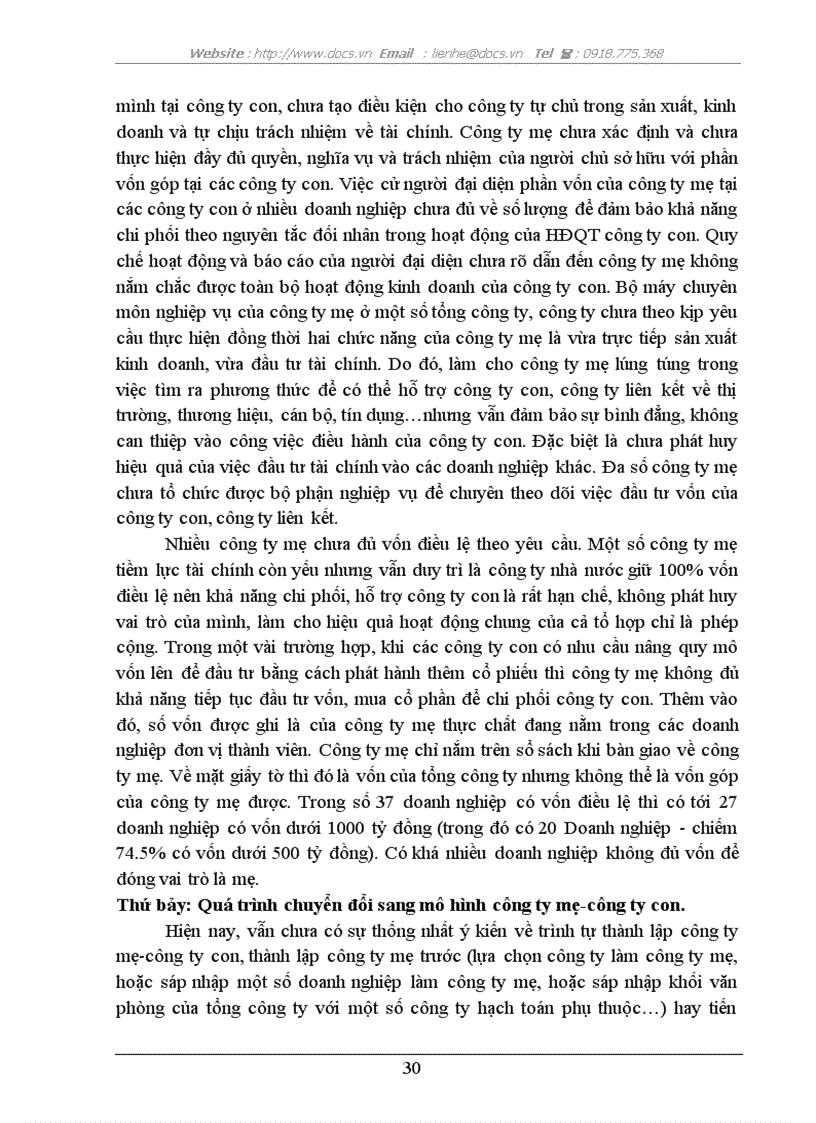 image for page Mô hình C ty Mẹ C ty Con