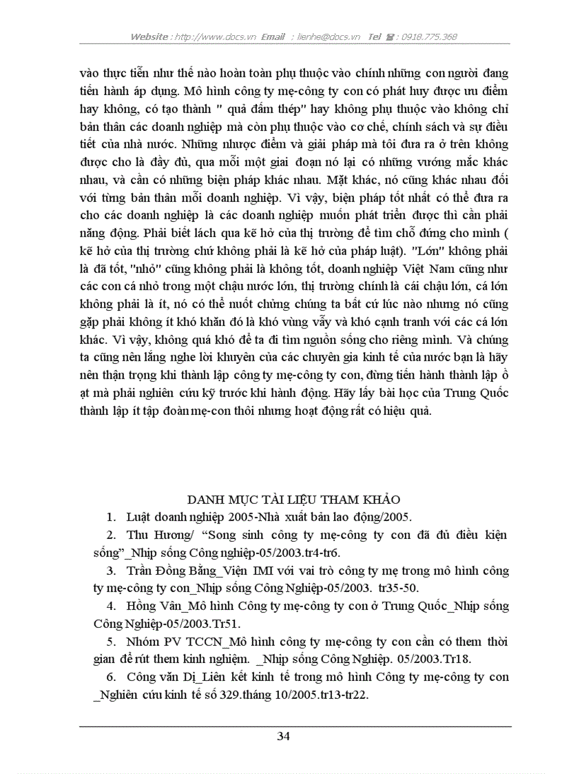 image for page Mô hình C ty Mẹ C ty Con