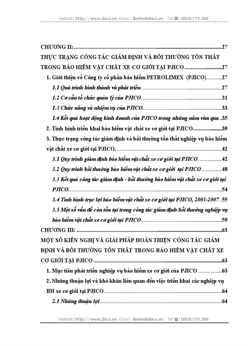 image for page Công tác giám định bồi thường tổn thất nghiệp vụ bảo hiểm vật chất xe cơ giới tại C ty CP bảo hiểm Petrolimex