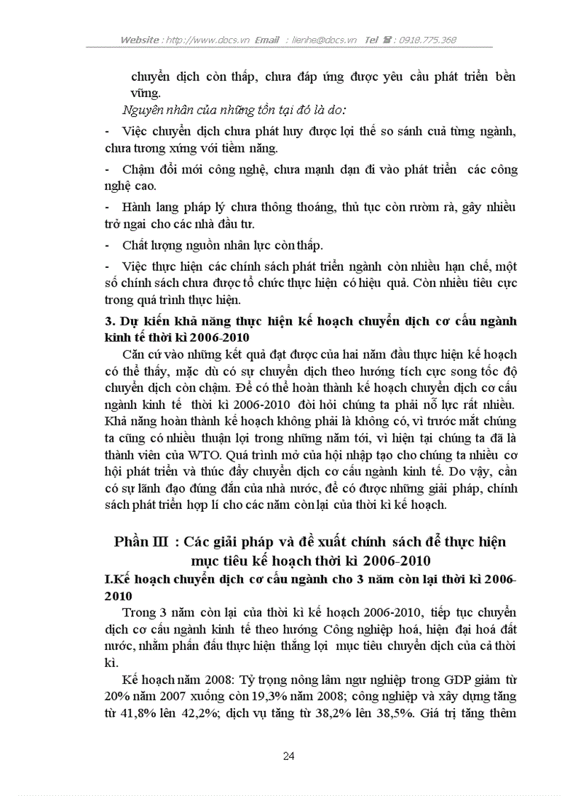 image for page Kế hoạch chuyển dịch cơ cấu ngành kinh tế thời kỳ 2006 2010