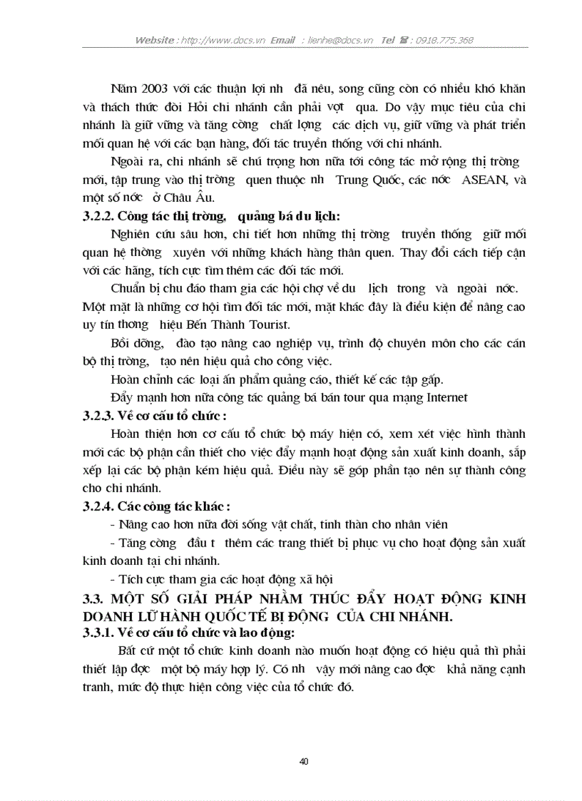 image for page Tổ chức hoạt động kinh doanh lữ hành quốc tế bị động của Chi nhánh C ty Dịch Vụ Du Lịch Bến Thành tại Hà Nội