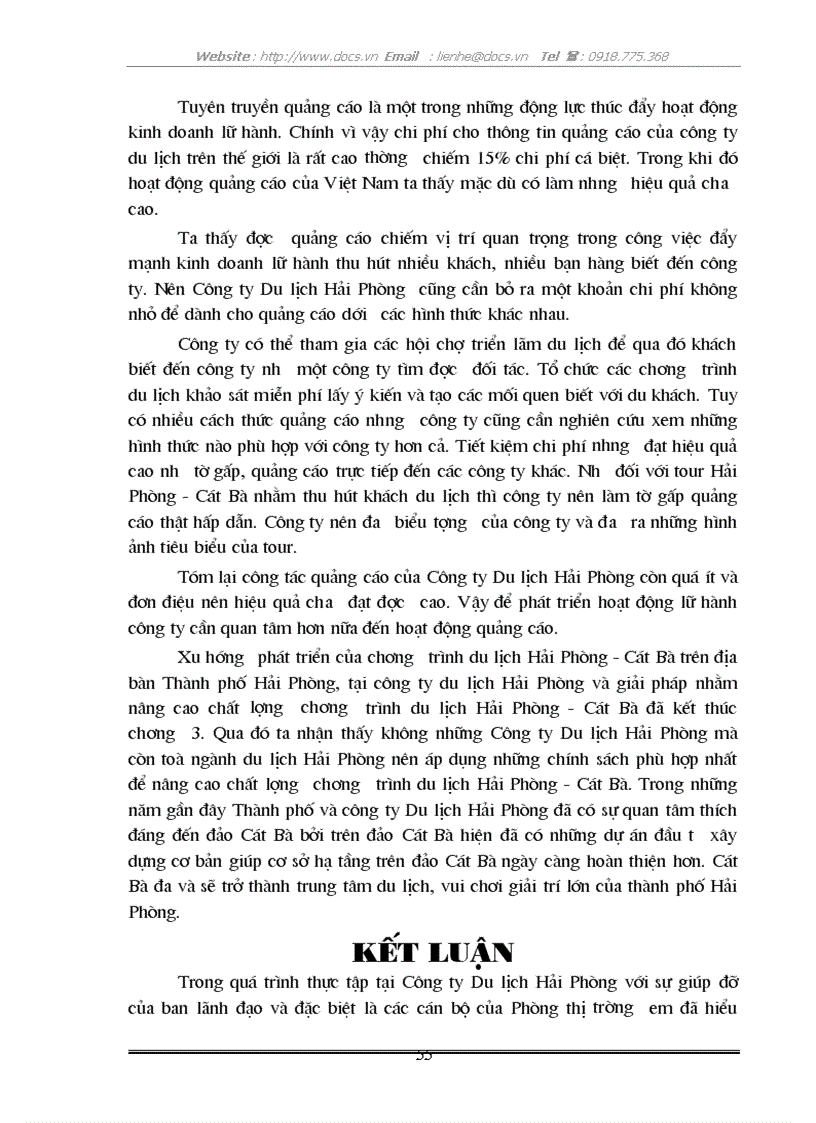 image for page Thực trang và giải pháp nhằm nâng cao chất lượng chương trình du lịch Cát bà Hải phòng tại công ty du lịch Hải phòng