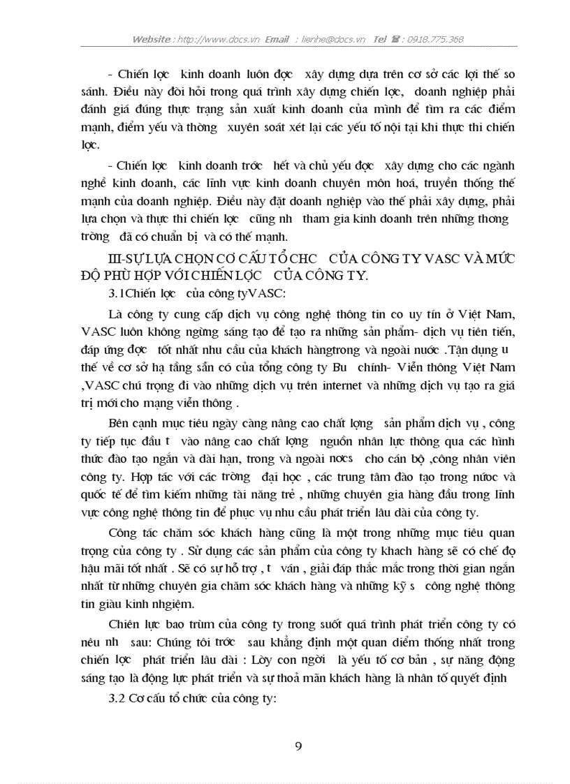 image for page Việc lựa chọn cơ cấu tổ chức và mức độ phù hợp của cơ cấu tổ chứ với chiến lược mà công ty phần mềm và truyền thông VASC theo đuổi