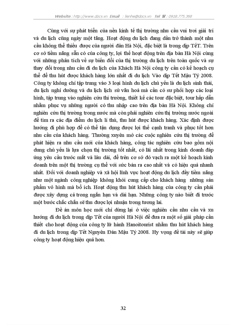 image for page Các giải pháp thu hút khách hàng Hà Nội đi du lịch trong dịp Tết Mậu Tý 2008 của công ty lữ hành Hanoitourist