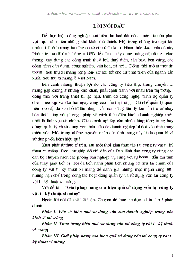 image for page Giải pháp nâng cao hiệu quả sử dụng vốn tại C ty Vật tư kỹ thuật xi măng