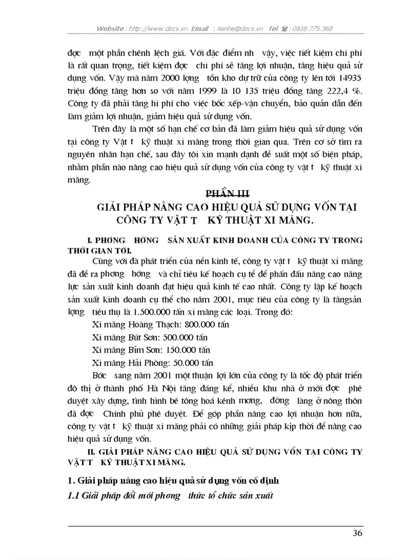 image for page Giải pháp nâng cao hiệu quả sử dụng vốn tại C ty Vật tư kỹ thuật xi măng