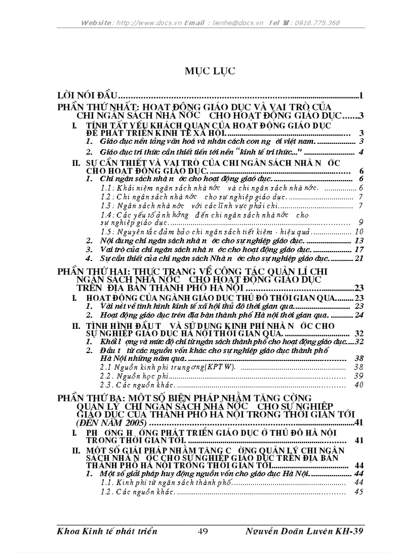 image for page 1số biện pháp nhằm tăng cường quản lý NSNN cho sự nghiệp giáo dục trên địa bàn Thủ đô Hà nội đến năm 2005