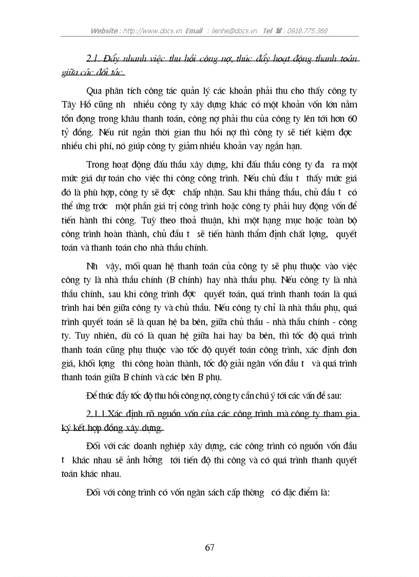 image for page Giải pháp nâng cao hiệu quả sử dụng vốn tại C ty Tây hồ BQP