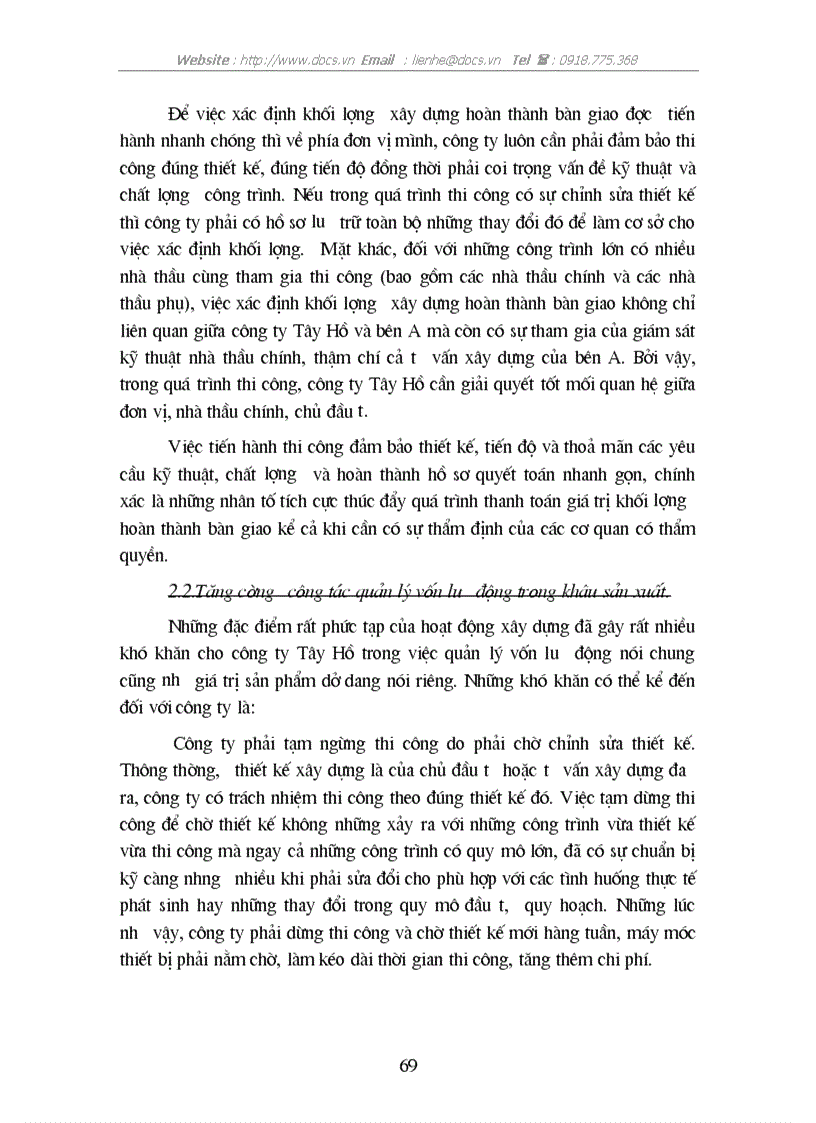 image for page Giải pháp nâng cao hiệu quả sử dụng vốn tại C ty Tây hồ BQP