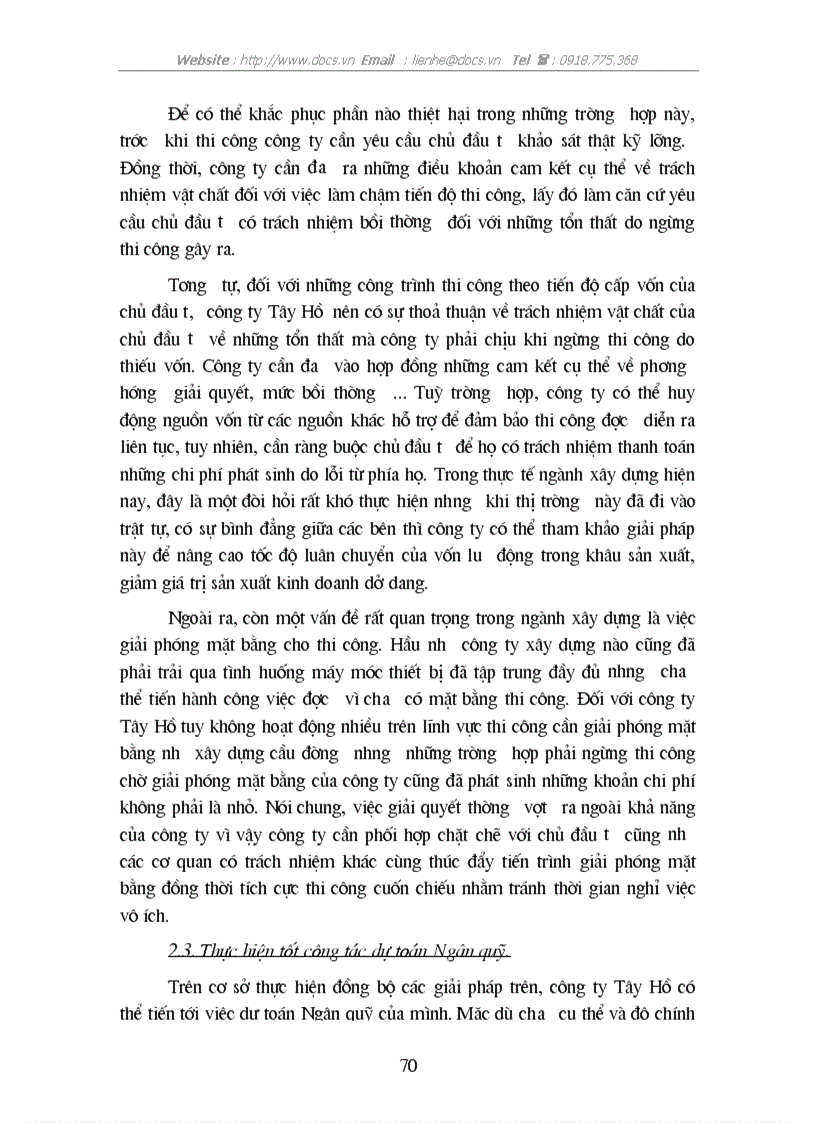 image for page Giải pháp nâng cao hiệu quả sử dụng vốn tại C ty Tây hồ BQP