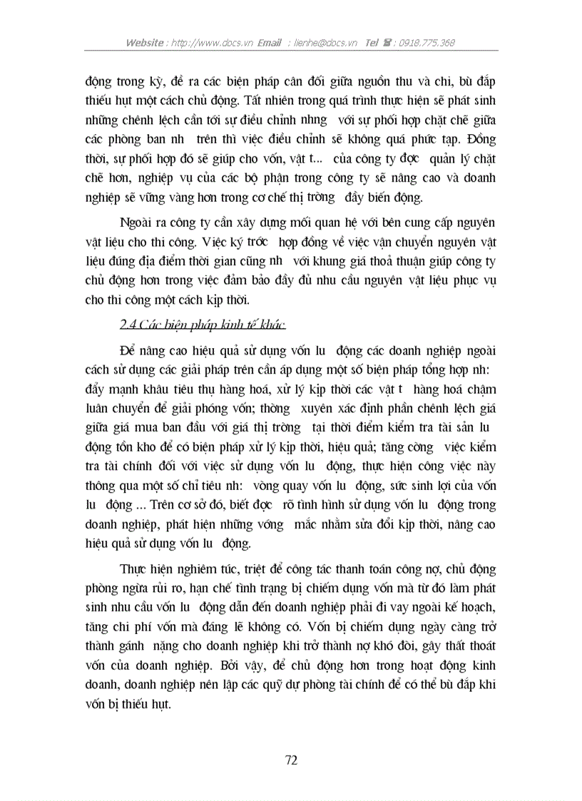 image for page Giải pháp nâng cao hiệu quả sử dụng vốn tại C ty Tây hồ BQP