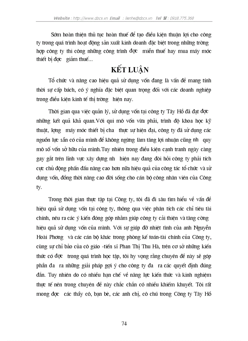 image for page Giải pháp nâng cao hiệu quả sử dụng vốn tại C ty Tây hồ BQP