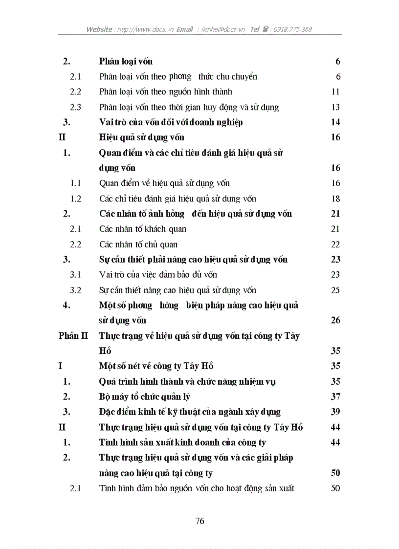 image for page Giải pháp nâng cao hiệu quả sử dụng vốn tại C ty Tây hồ BQP