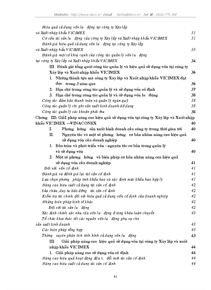 image for page Giải pháp nâng cao hiệu quả sử dụng vốn tại C ty Xây lắp XNK VICIMEX Tổng C ty Xây dựng XNK VN VINACONEX